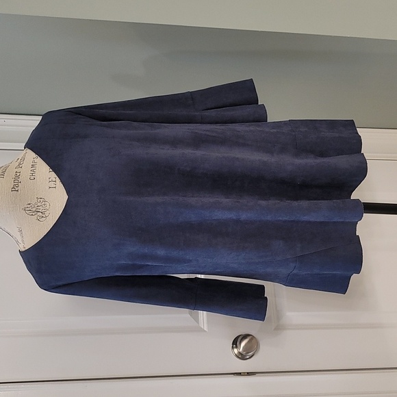 Soft Surroundings Izzy Dark Blue V-Neck Faux Suede Tunic - Size Large - Picture 3 of 7